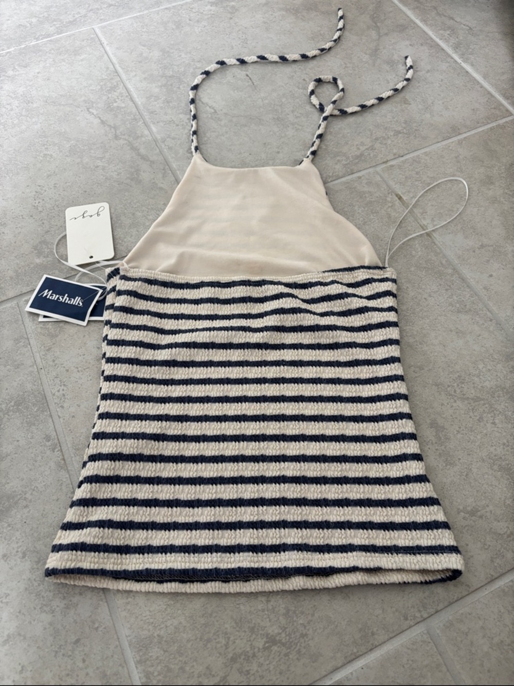 Marshalls Navy & Cream Striped Halter Knit Top - Picture 2 of 2